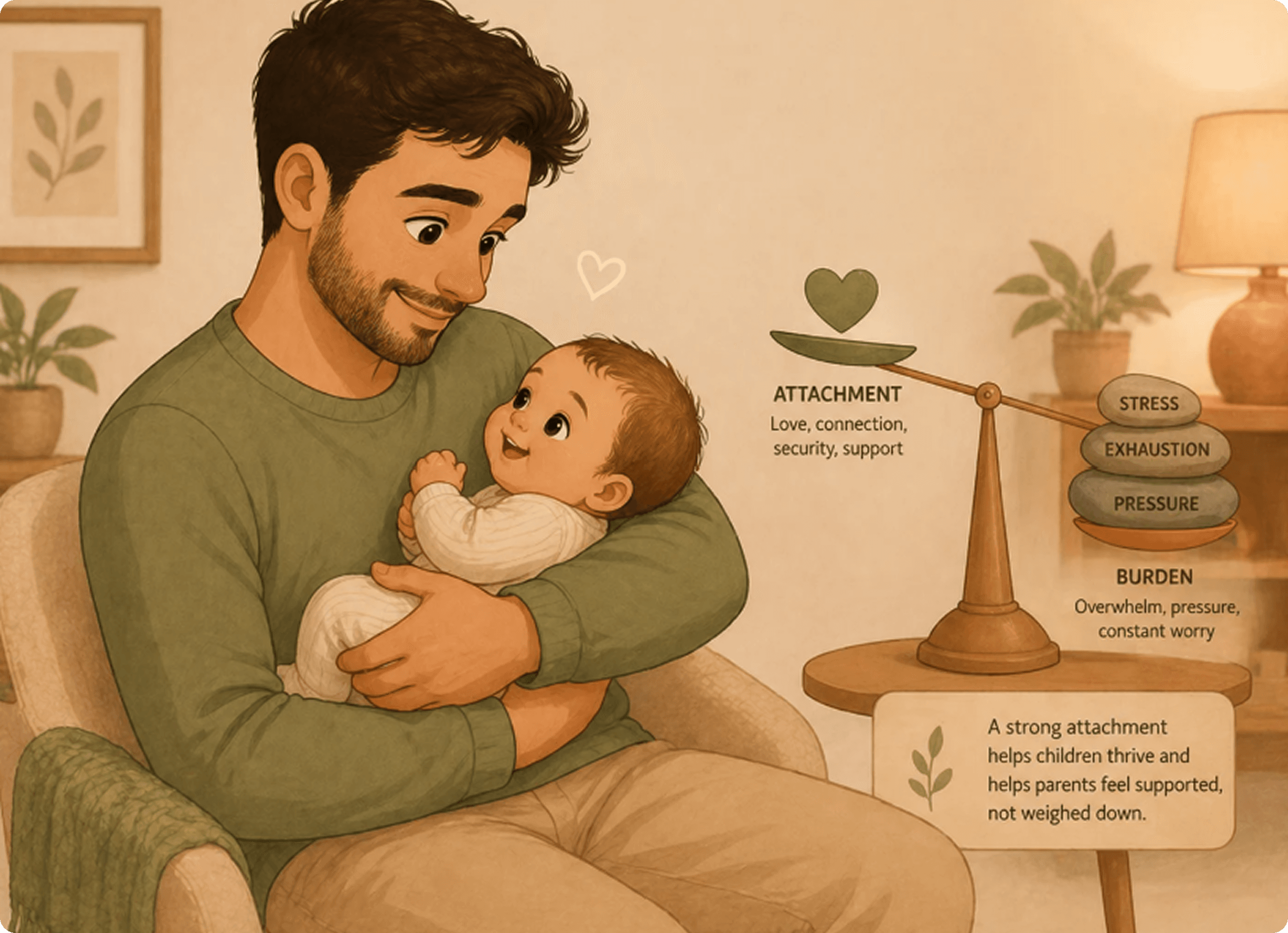 A father holding his baby close