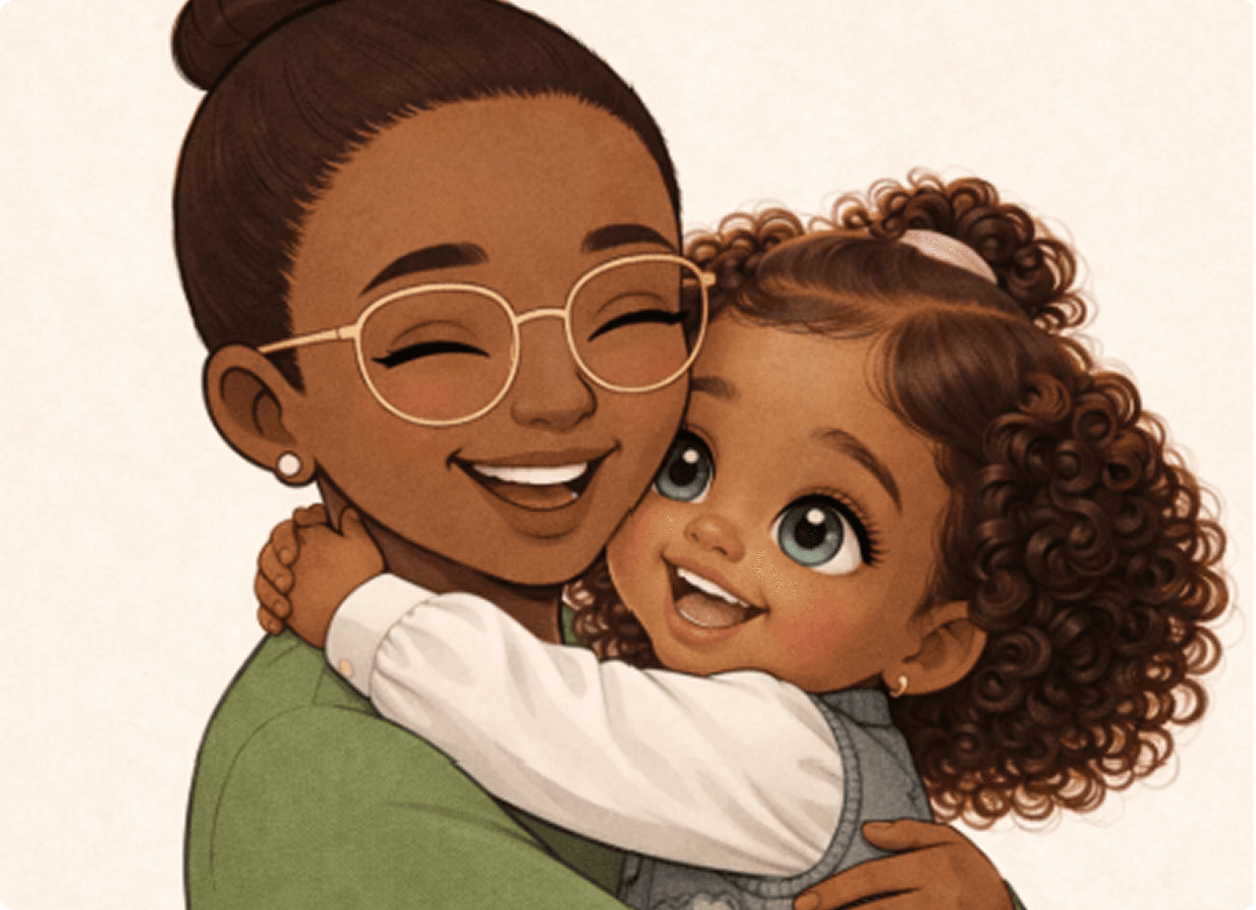 A mother and her daughter embracing and smiling