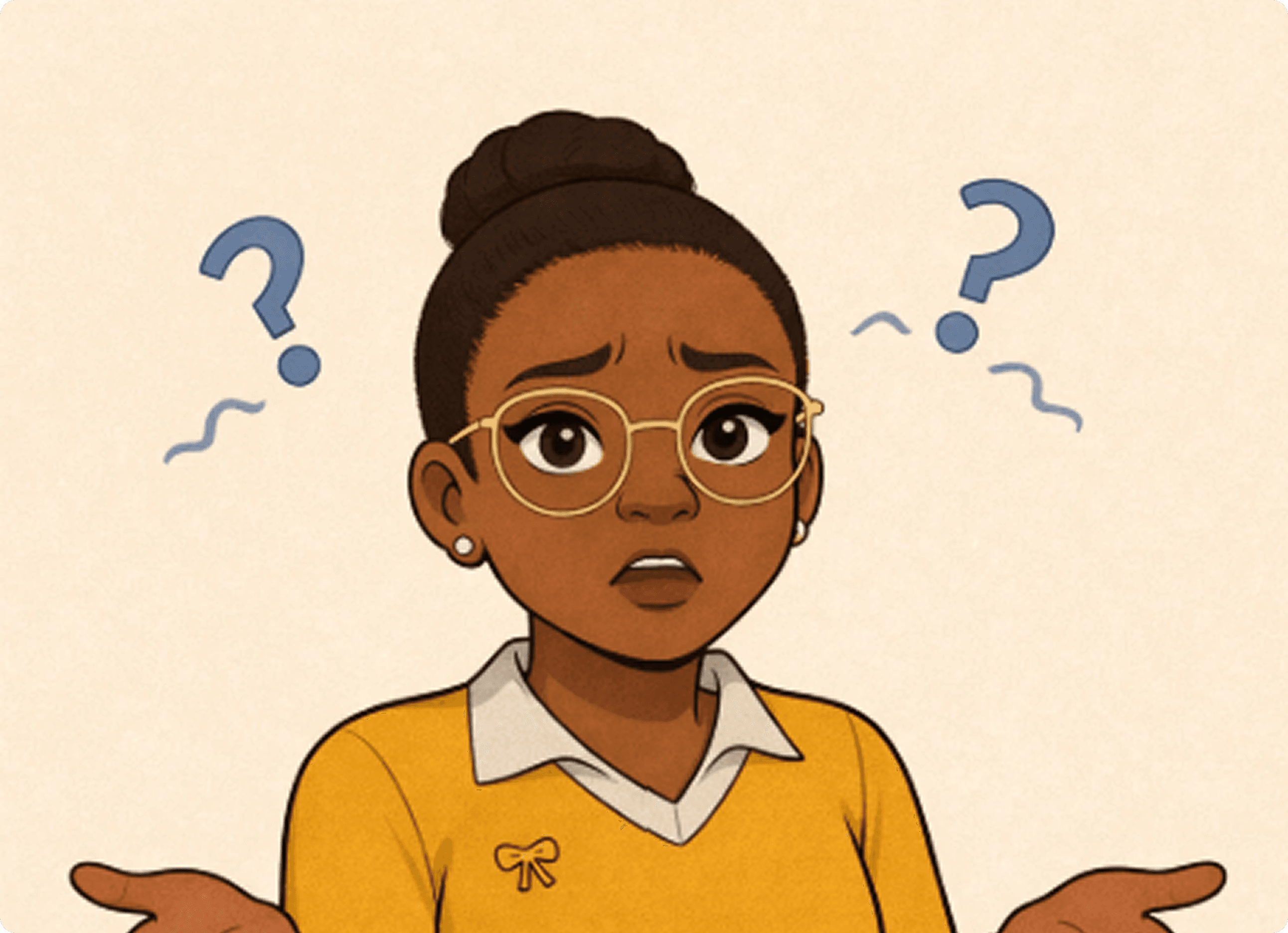 A mother with a puzzled expression