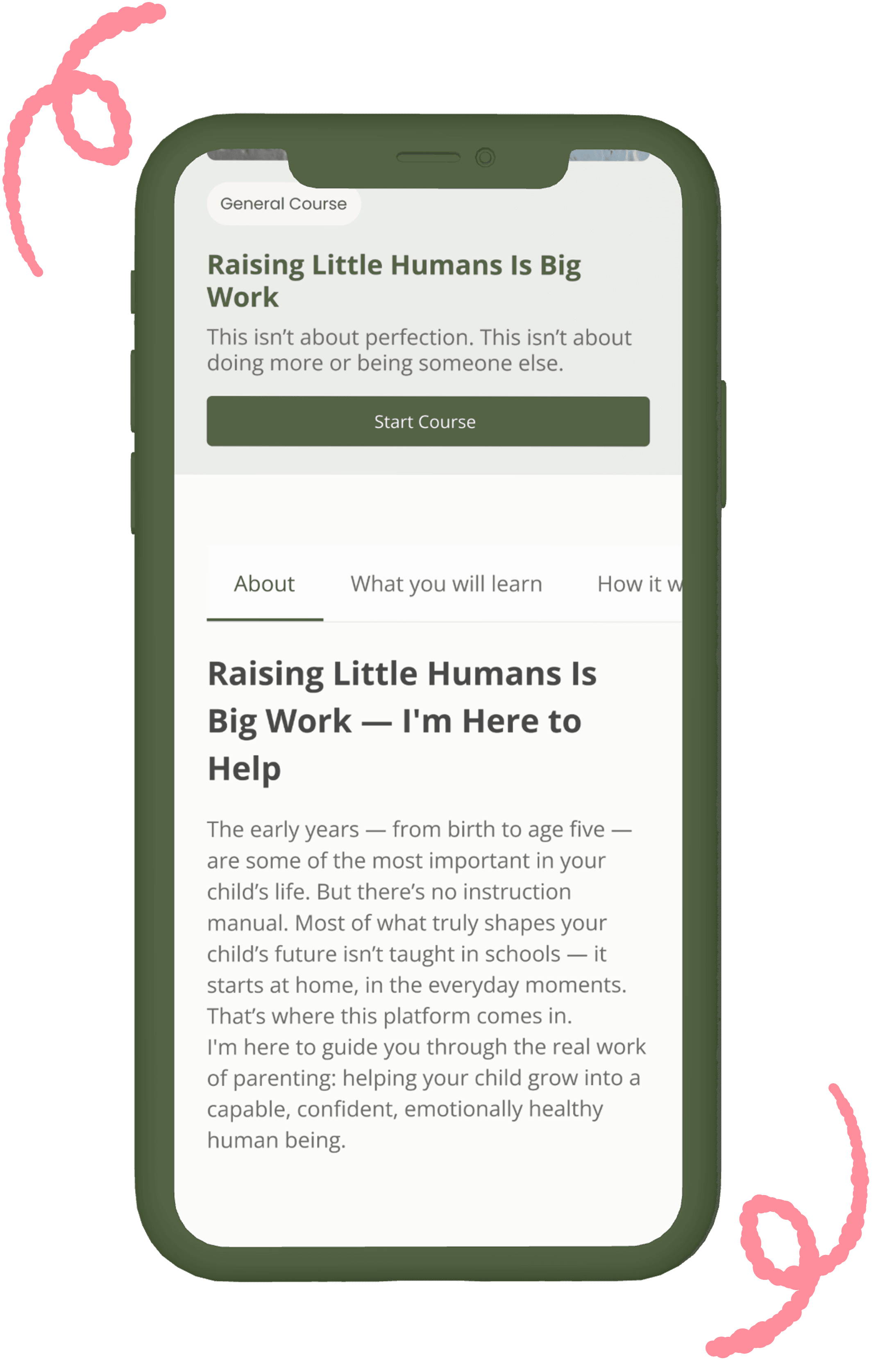 Nuturelle web platform showing dashboard interface with learning modules and journaling features